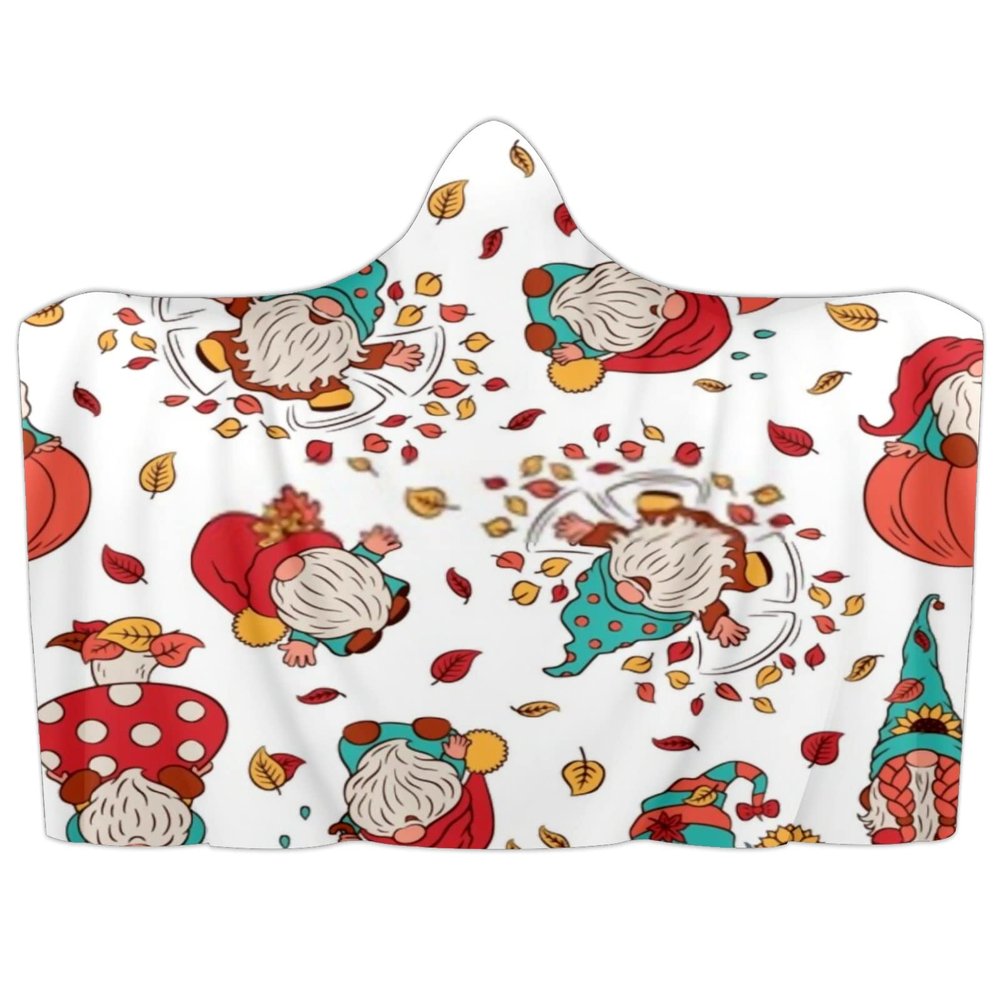 MEHOM Hoodie Blanket, Wearable Couch Throw, Cute Gnome Design, Hooded Blanket for Kids, Teens, Men and Women (99.1 x 129.5 cm)
