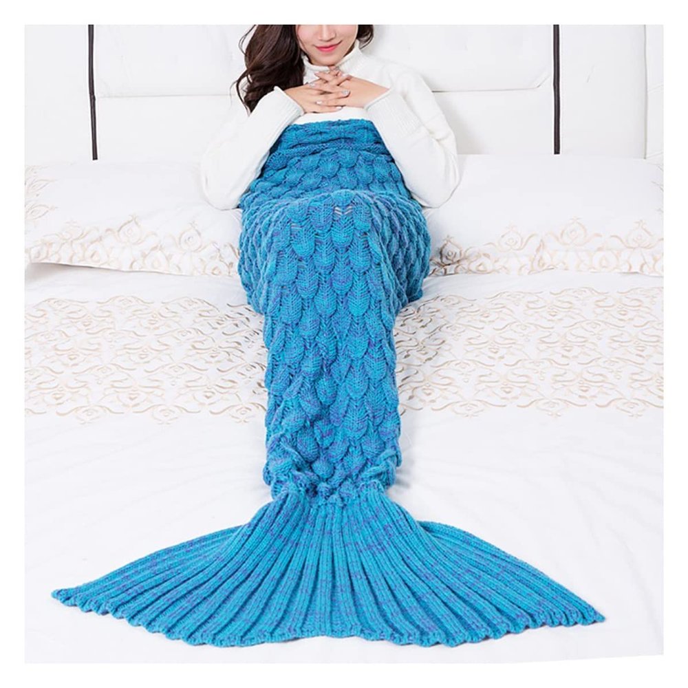 JUIYU Soft Warm Fish-Knit Blanket Sleeping Bag for All Seasons, 145 x 70 cm