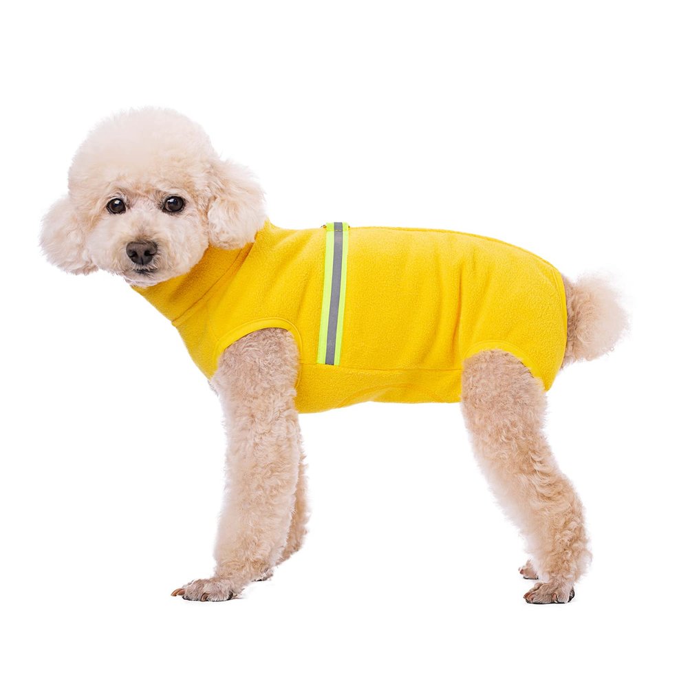 BT Bear Small Dog Sweater, Soft Fleece with Reflective Vest, Dog Sweatshirt, Puppy Winter Clothing, Warm Jacket, Coat, Apparel (Yellow, XL)