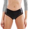 Women's Faux Leather Mid-Rise Stretch Panties, Black, Medium view 1