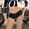 Women's Faux Leather Mid-Rise Stretch Panties, Black, Medium view 2