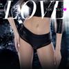 Women's Faux Leather Mid-Rise Stretch Panties, Black, Medium view 3