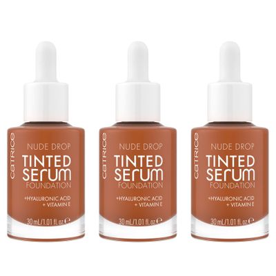 Catrice Nude Drop Tinted Serum Foundation No. 095N Nude, Long-Lasting Matte Finish, 3-Pack (3 x 30 ml)