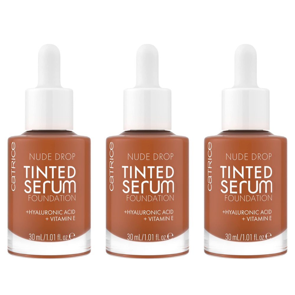 Catrice Nude Drop Tinted Serum Foundation No. 095N Nude, Long-Lasting Matte Finish, 3-Pack (3 x 30 ml)