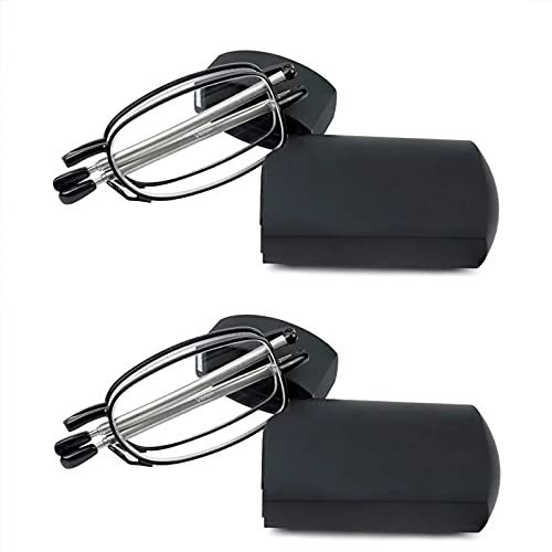Xiaoki Men's and Women's Anti-Blue Light Reading Glasses with Telescopic Temples, Foldable Portable Glasses with Case, Anti-Headache and Eye Strain Relief (+2.0)