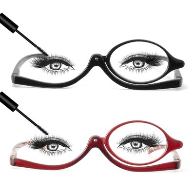 JM 2-Pair Flip-Down Makeup Reading Glasses for Women, +4.5