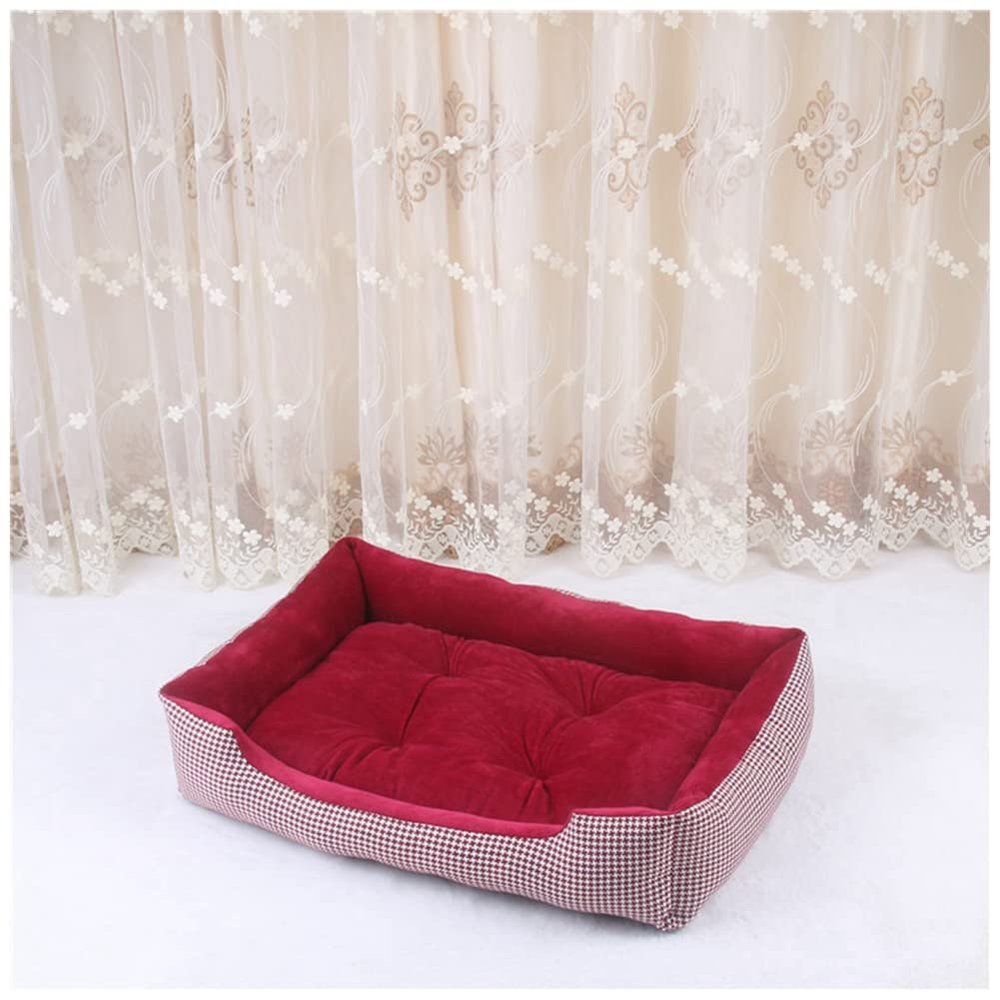 DAIHAN Washable Dog Bed, Non-Slip Dog Mat, Burgundy, XXL (90 x 68 x 16 cm)