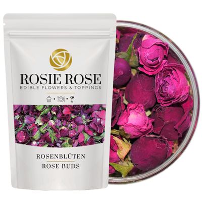 Rosie Rose Edible Pink Rose Petals “Pure Pink,” 50 g Dried Flowers for Cakes, Baking & Cooking
