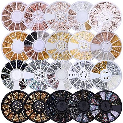 THCBD 2-Box Set Chameleon Nail Rhinestones, Glitter & Irregular 3D Pearls