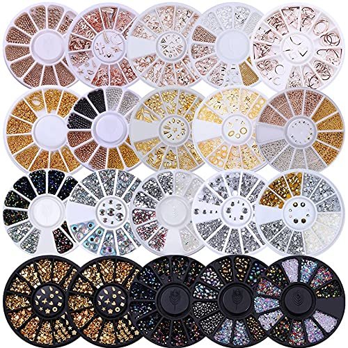 THCBD 2-Box Set Chameleon Nail Rhinestones, Glitter & Irregular 3D Pearls
