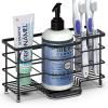 Linkidea Bathroom Toothbrush Holder, Black Stainless Steel Organizer with 6 Compartments view 1