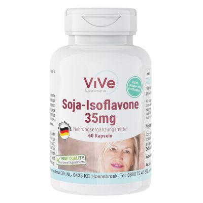 ViVe Supplements Soy Isoflavones 35 mg, 60 Vegan Capsules, Standardized Soybean Extract, Made in Germany