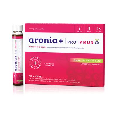 aronia+ PRO IMMUN Drinking Ampoules, 7 Count, Zinc & Selenium Supplement, No Added Sugar
