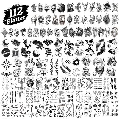 Leesgel Temporary Tattoos for Adults, 112 Fake Tattoos for Carnival
