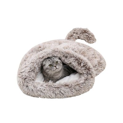 Koomuao Cat Sleeping Bag Bed, Warm Self-Warming Covered Cave, Brown