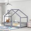 HUMNZR House Bed 90 x 200 cm with Guardrail, Solid Wood, Gray view 1