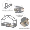 HUMNZR House Bed 90 x 200 cm with Guardrail, Solid Wood, Gray view 3