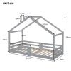 HUMNZR House Bed 90 x 200 cm with Guardrail, Solid Wood, Gray view 4