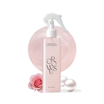 GROWUS Damage Therapy No-Wash Treatment, Korean Hair Care, Rose-Musk Scent, Heat Protection, Leave-In Serum for Frizzy, Dry, Damaged Hair, 250 ml