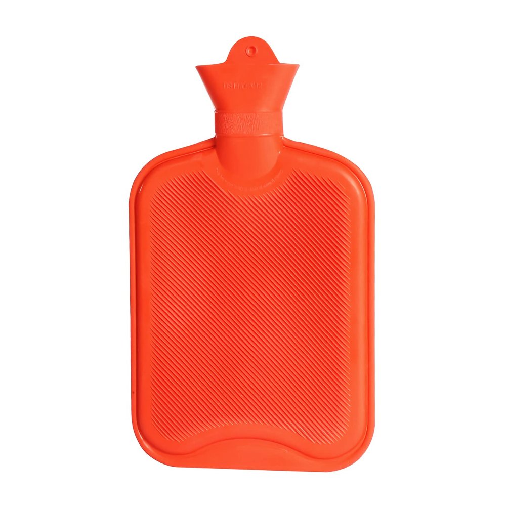 ROIMOE 2 L Hot Water Bottle Without Cover, Wide Opening, Natural Rubber, Red
