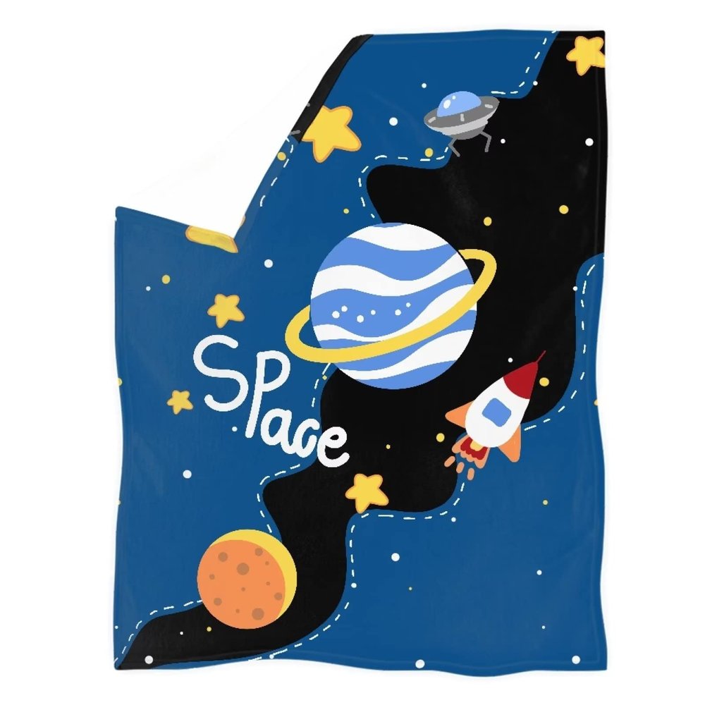 POLERO Space Blanket for Boys and Girls, Universe Planet Bed Blanket, Lightweight Throw, XL