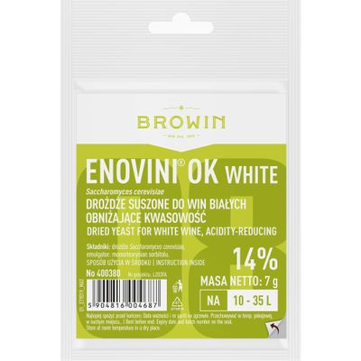 Browin 400380 Enovini OK WHITE Yeast, Acidity-Reducing, 7 g