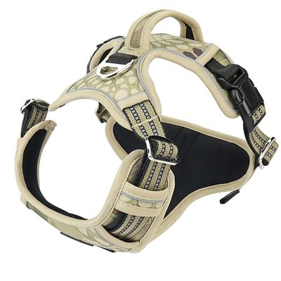 AnsonBoy Oxford Reflective Tactical Dog Harness, Yellow Camouflage, M
