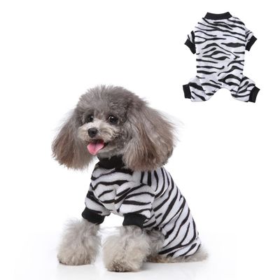 Small Dog Flannel One-Piece Pajamas, Warm S, White and Black
