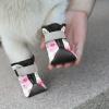 Suhoaziia Dog Shoes with Pink Rose Print for Winter view 3