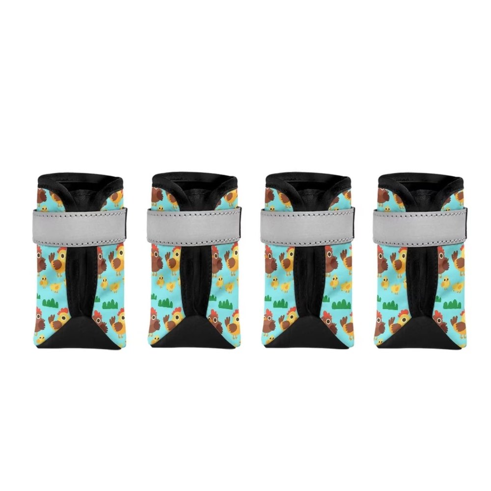 Suhoaziia Cartoon Rooster Reflective Non-Slip Winter Dog Boots