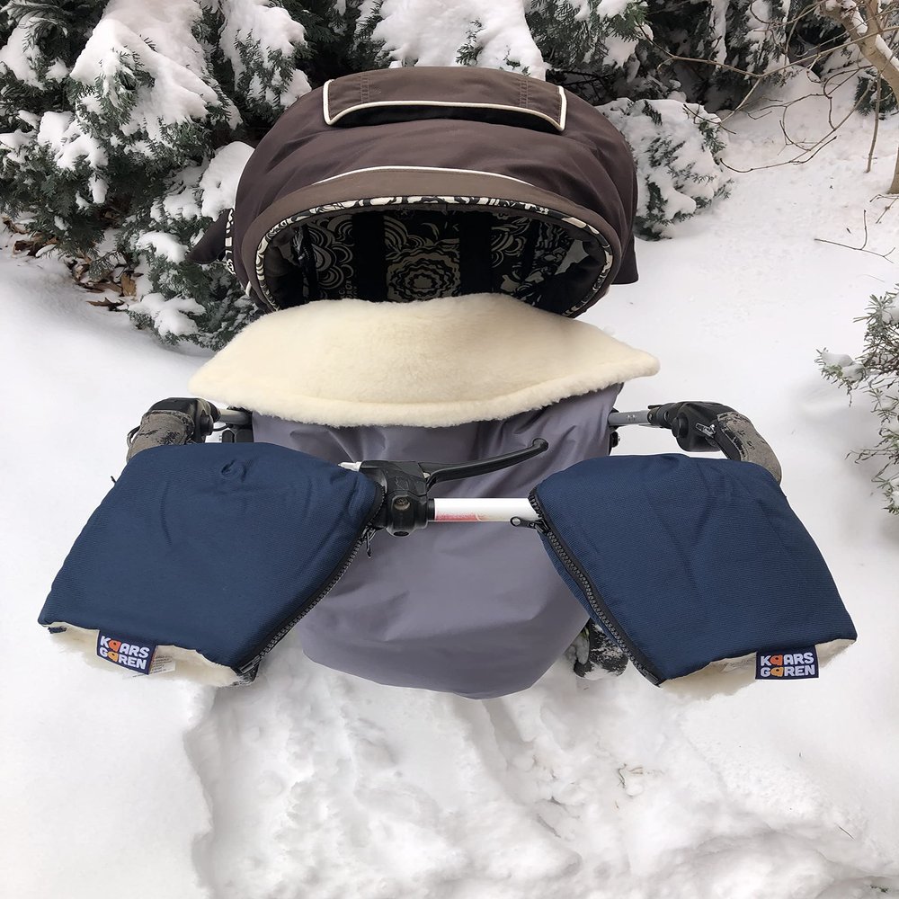 Stroller Hand Muff for Children, Warm Merino Wool Lined, Universal Size, Blue