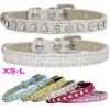 FNSK Shiny Diamond Rhinestone Harness and Collar, Faux Leather Strap for Puppies and Cats (Silver 2, M) view 2
