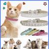 FNSK Shiny Diamond Rhinestone Harness and Collar, Faux Leather Strap for Puppies and Cats (Silver 2, M) view 4