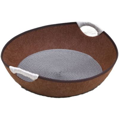 AnsonBoy Brown Felt Cat Bed with Cushion