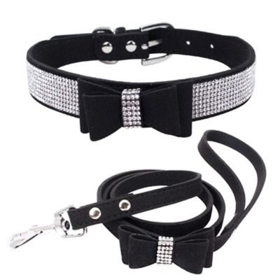 FNSK Pet Rhinestone Bow Knot Collar for Dogs and Cats