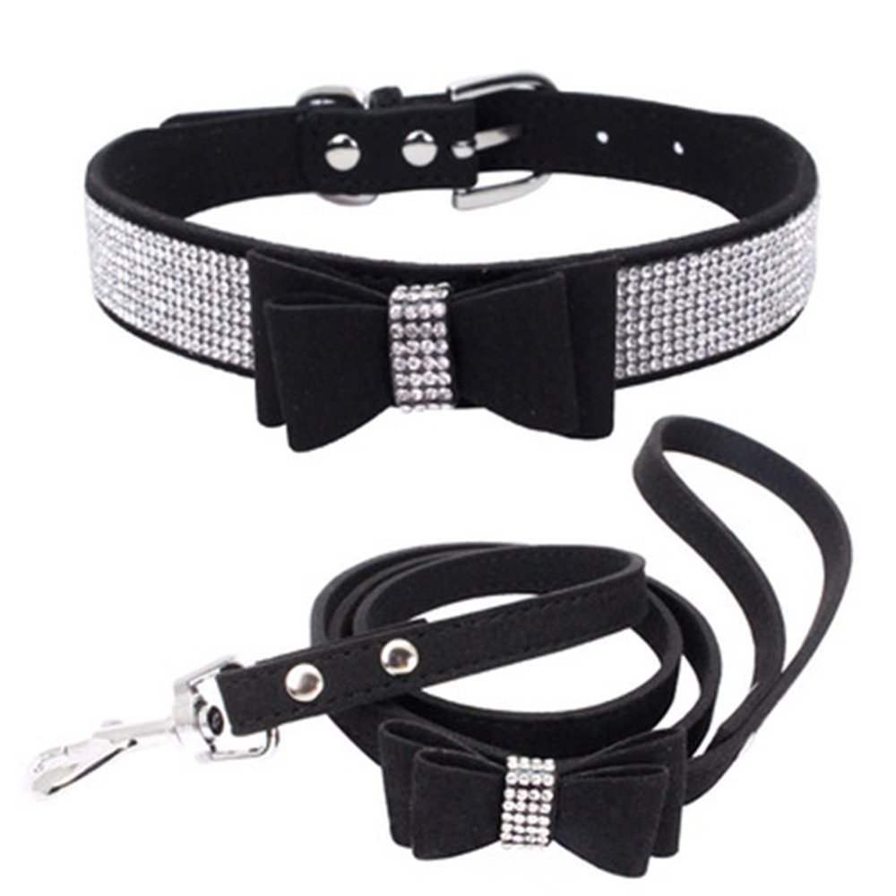 FNSK Pet Rhinestone Bow Knot Collar for Dogs and Cats
