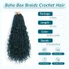 8 Packs Crochet Box Braids, 18 in Goddess Box Braids Crochet Hair, Bohemian Synthetic Hair Extensions for Black Women, 1B/Blue/Green view 3