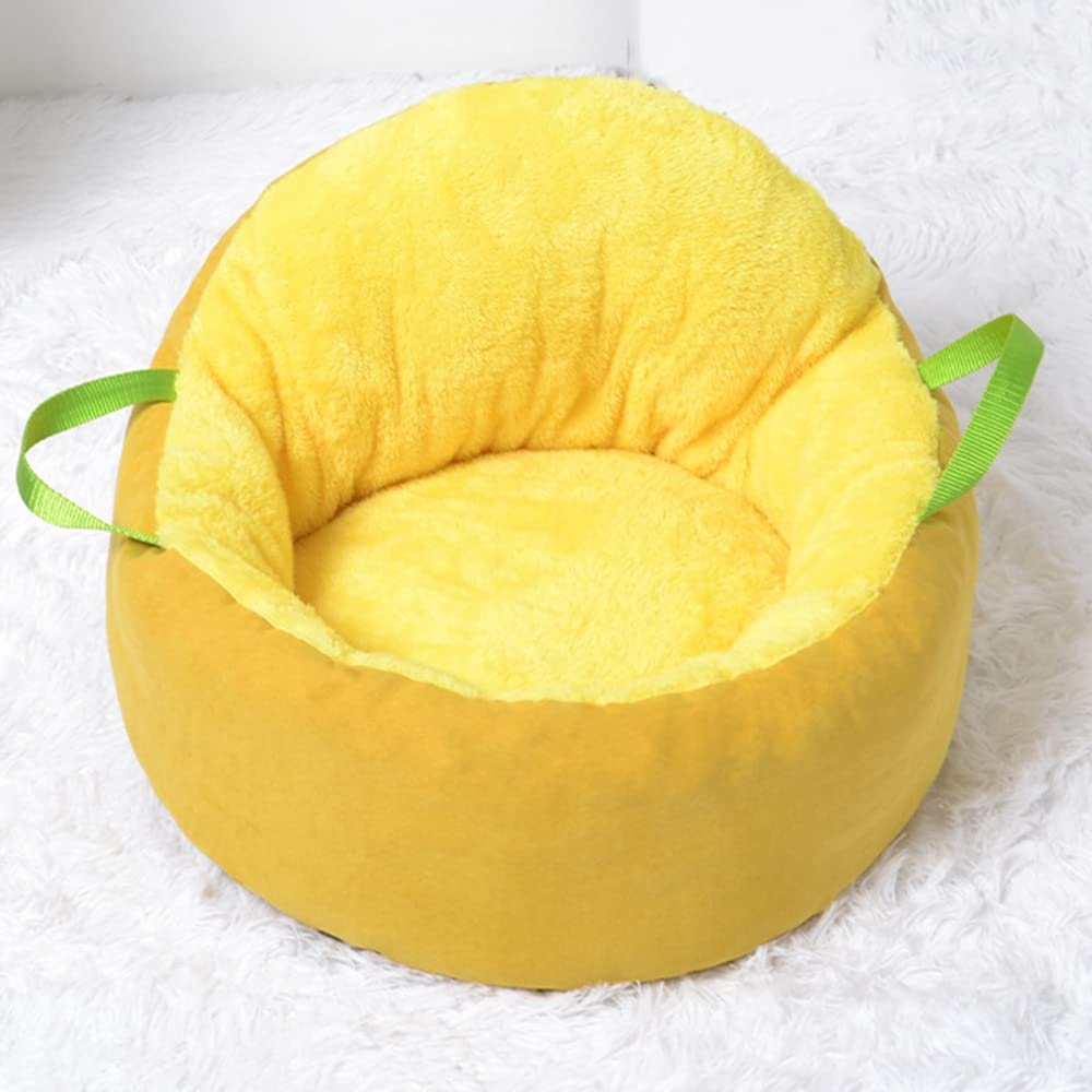 AnsonBoy Plush Round Pet Bed Cushion, Yellow