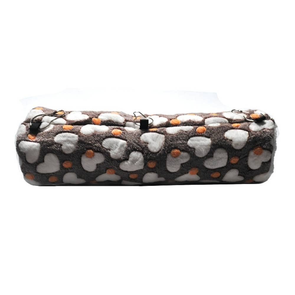 Hamster Tunnel Bed, Warm Fleece Hanging Nest for Small Pets, 47 x 20 cm (Heart Brown)