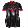Black and Red Sexy Natural Latex Dress with Short Sleeves and Lace Skirt view 1