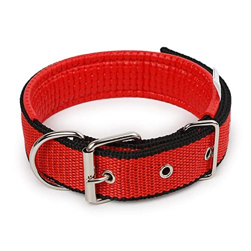 Adjustable Double-Layer Padded Dog Collar, Soft and Durable, 2-Pack, Red/Black, XL, 4.0 x 70 cm