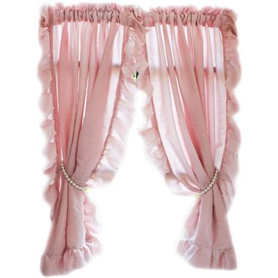 MANQILE European Pink Voile Curtain with Ruffles