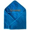 Schnoschi Turquoise Baby Hooded Towel with Embroidered Name, 75 x 75 cm, Bathrobe, Bath Towel, Hooded Towel, Poncho, Christening Gift view 1