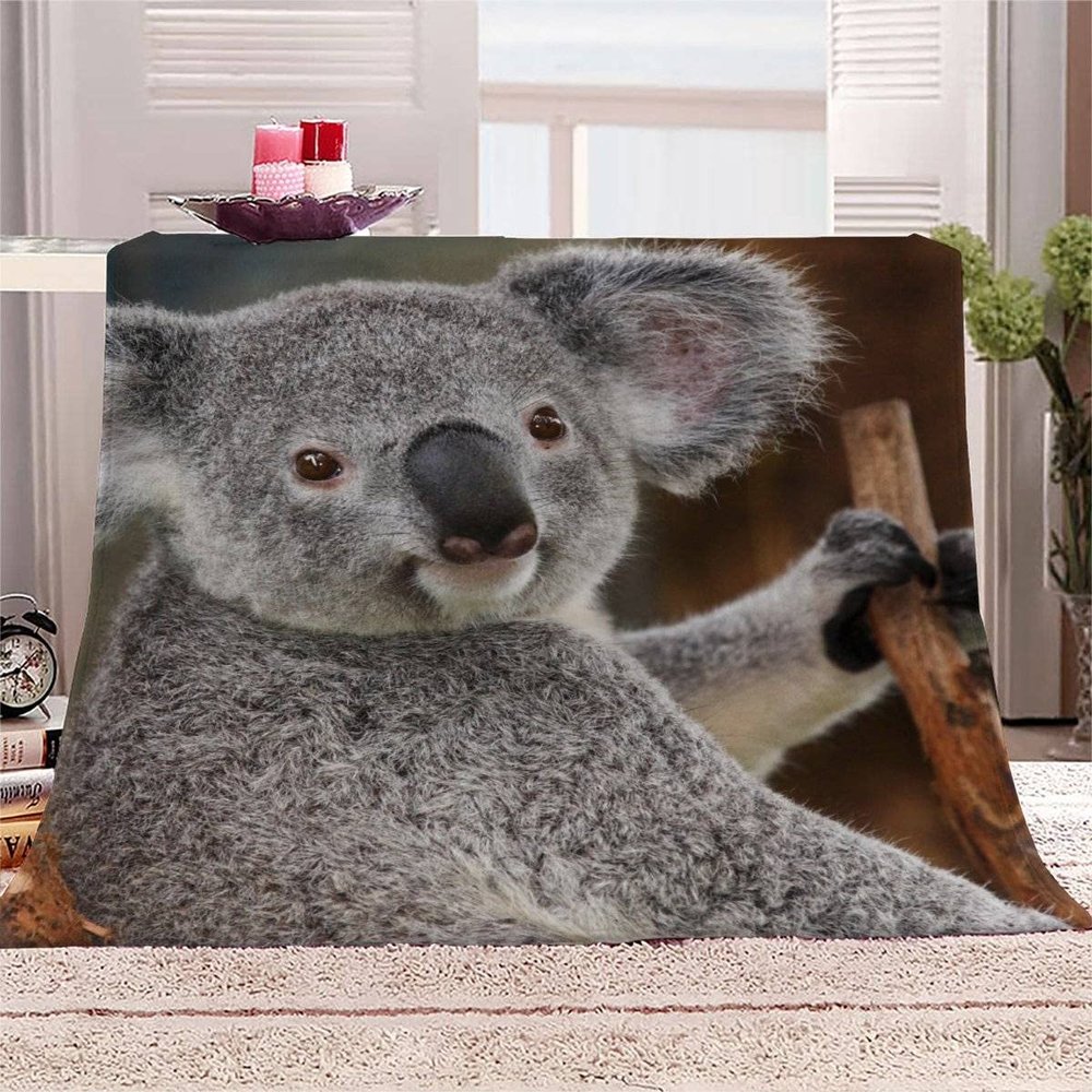 Aolity Cozy Blanket 150 x 200 cm, Zoo Koala Bear Blanket, Flannel Throw for Kids and Adults, Indoor and Outdoor Use