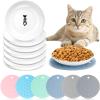 Thenshop Cat Bowls for Whisker Comfort, 6 Ceramic Plates with Non-Slip Silicone Mats view 1