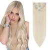 Elailite Clip-In Extensions, Remy Human Hair, Straight, 55 cm, 75 g, #60 Platinum Blonde view 1