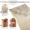 Elailite Clip-In Extensions, Remy Human Hair, Straight, 55 cm, 75 g, #60 Platinum Blonde view 3