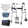 HMTE Multifunctional Rollator for Older Adults, Lightweight and Foldable Aluminum Alloy Walker with Adjustable Height, Seat, Wheels, Commode Pan, and Storage Bag view 1