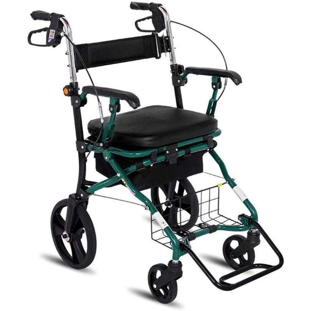 Foldable Walking-Frame Rollator with Height-Adjustable Seat and Lower Basket, Gray