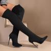 CUTEHEELS Women's 12 cm Stiletto Pointed Over-the-Knee Boots (Black, 37) view 3